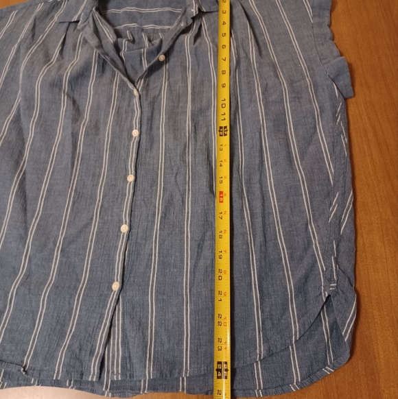 Madewell Blue White Striped Shirt Womens Large 100% Cotton Button Up - Picture 7 of 10